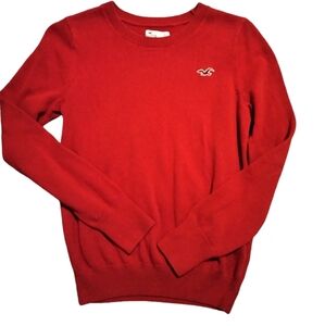 EUC Hollister California Crew Neck Red Sweater Size S Preppy Winter Classic Fall